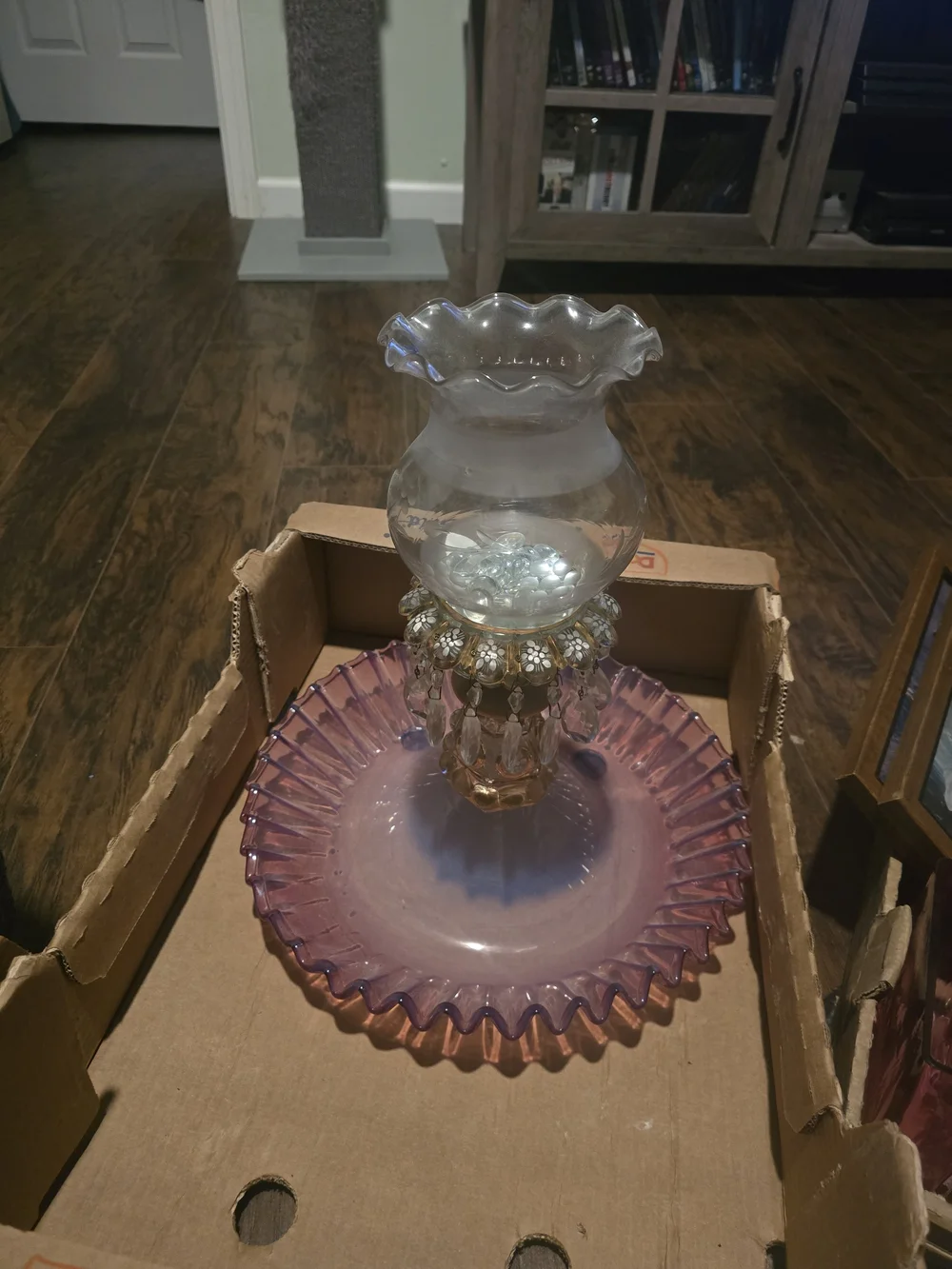 Antique Cranberry Boudoir Parlor Lamp